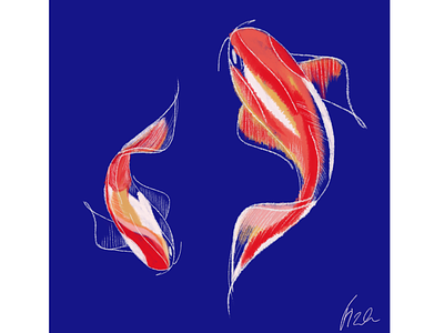 koi fishies app design fish flat icon illustration illustrator inktober procreate
