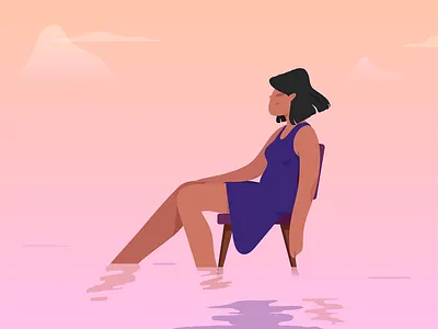 Serenity adobe illustrator adobe photoshop calm chair clouds dress girl illustration illustrator nature ocean orange peace peaceful pink sea serenity solitude texture water