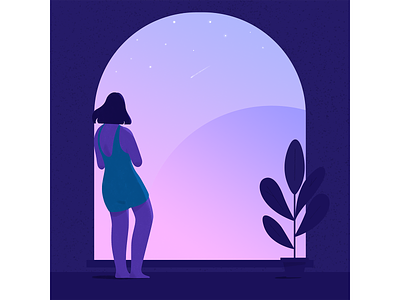 Observer. cosmos girl illustration illustrator observation observer pixelmator pixelmator pro planet planets plant purple space stars texture universe