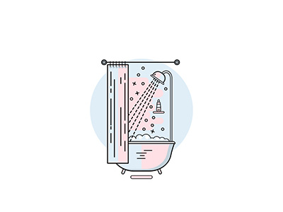 ShowerTime bath design inspiration graphic design graphic designer icon icon design olga hashim pink shower