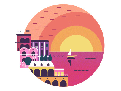 Positano adobe illustrator adobe photoshop city design inspiration graphic design graphic designer illustration illustrator italy olga hashim sunset texture
