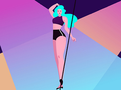 Walk blue girl graphic design illustration illustrator light olga hashim pink purple texture tightrope walker walk
