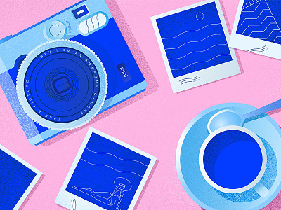 Camera blue camera coffee cup grain illustration illustrator photo photography pink tea texture