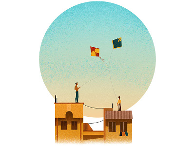 Kites blue celebration culture grain hindu illustration illustrator kite sky texture uttarayan yellow