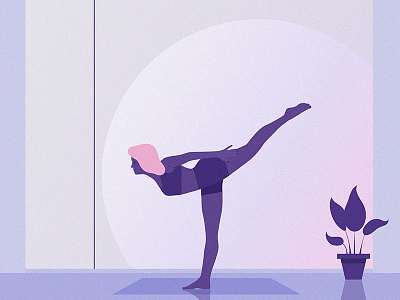 Mindfulness girl grain illustration illustrator mindful moon pink sun texture violet yoga