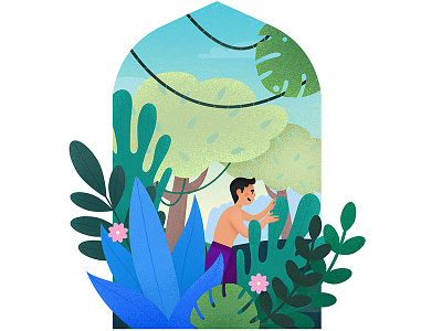 Jungles blue boy grain green illustration illustrator jungles plant texture trees