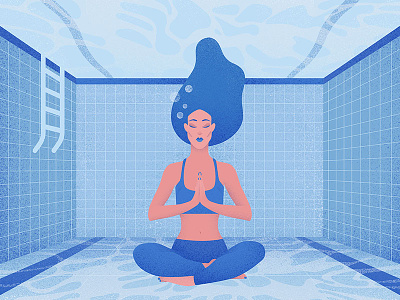 Pool blue girl grain illustration illustrator olga hashim pool texture water yoga