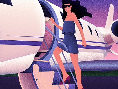 Boarding boarding flight grain grainy illustration illustrator pink plane pretty girl private jet purple texture
