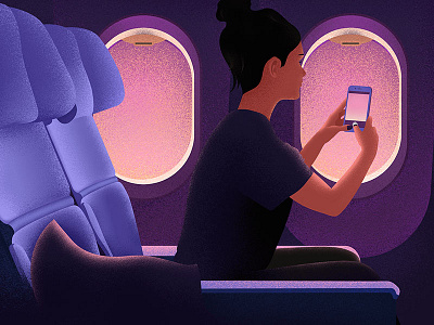 Flight flight girl grain grainy illustration illustrator phone plane purple sunset texture trip
