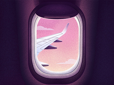 Window or Aisle? flight grain grainy illustration illustrator plane plane wing purple sunset texture trip