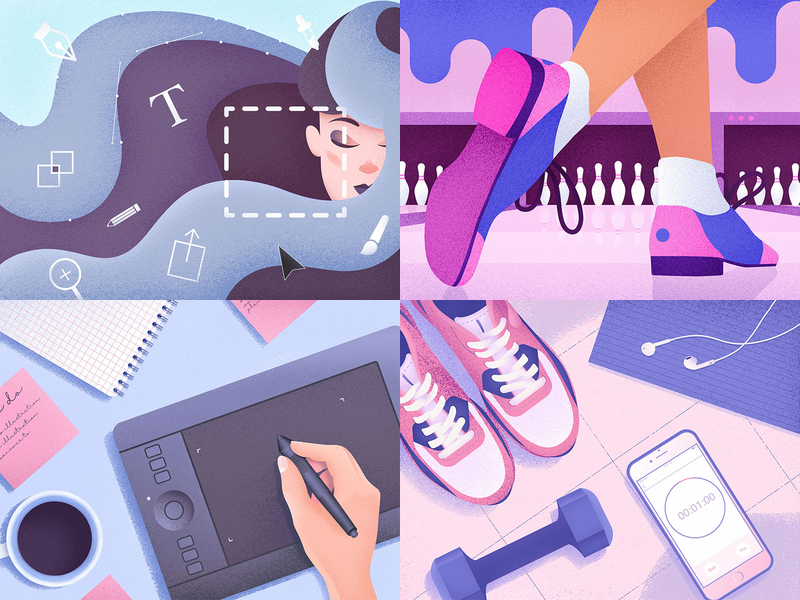 My Top 4 Shots from 2018 2018 blue girl grain illustration illustrator pink purple texture top4shots workout