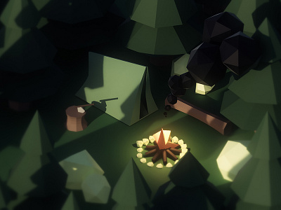 Low Poly Campsite 3d 3ds max low poly render