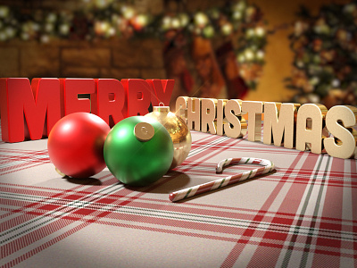 Merry Christmas Dribbblers 3d 3ds max arnold candy cane christmas happy holiday joy merry ornaments