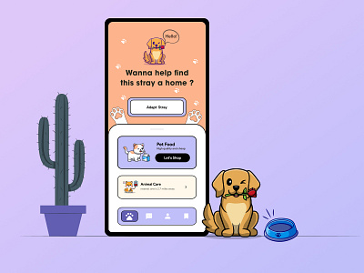 A Stray Adaption App Concept adaption app cat dog graphic design illustration pet stay ui vector