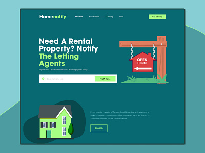 Landing page user interface for a Real Estate Website design graphic design house landing page rent ui ux web website
