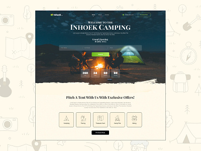 A camping Website landing page Concept. camping cool design graphic design illustration landing page nature typography ui ux vector webpage