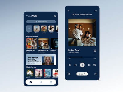 TuneTide - Music App design mobile ui