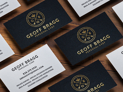 Chef Geoff Bragg Cards branding design embossed foil stamp