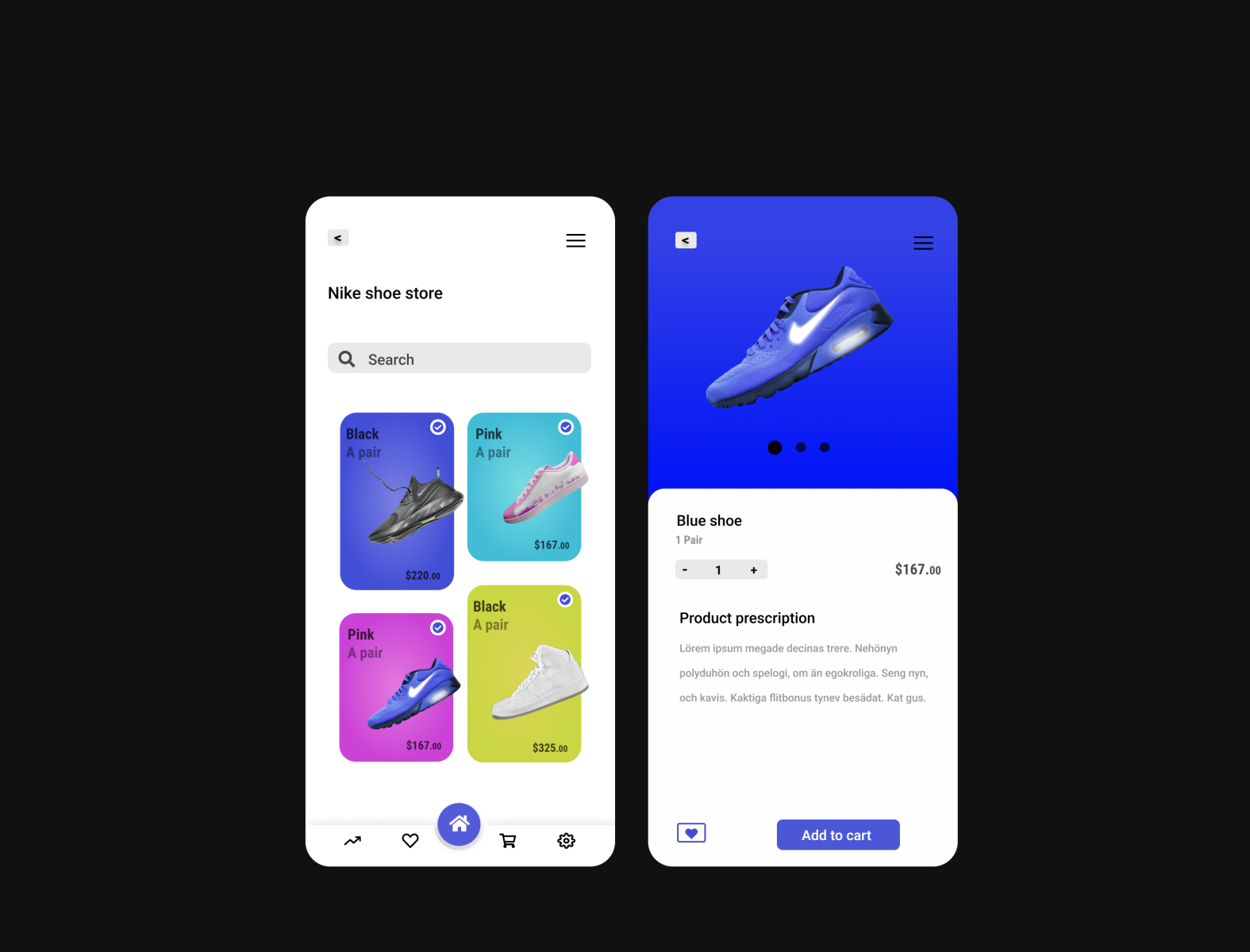 Shoe ordering app by Rokeeb Folarin on Dribbble