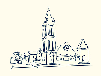 Laura & Michael Wedding Church sketch church hand drawn illustration wedding