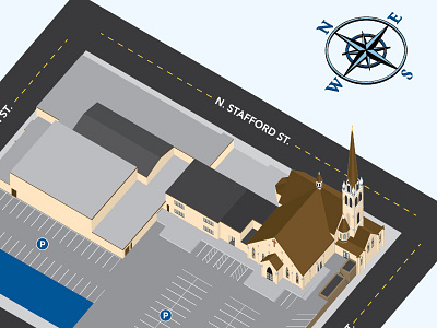 St. John Lutheran Church & School 3-D map illustration 3 d church cutaway illustration map