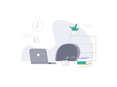 Office 100days icon illustration office outline work 办公室 工作场景 插画