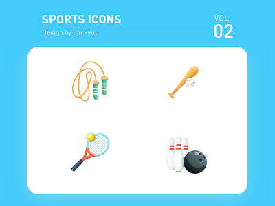 Sports icons 02 ball baseball bowling icon rope skipping sports tennis