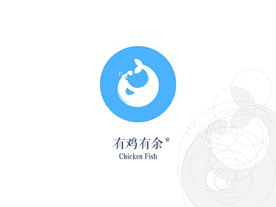 Cock+Fish blue chicken cock fish logo