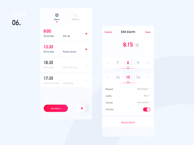 alarm clock alarm clock alarm clock interface alarm setting app card interface interface design ui