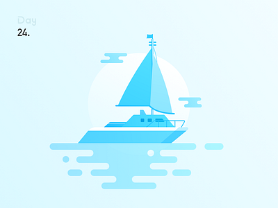 ship blue boat illustration ship 插画 清新 船 蓝色