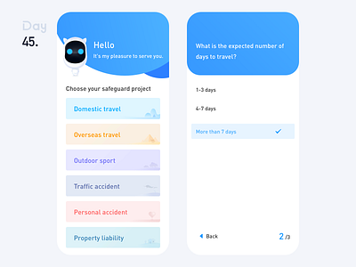 Insurance app blue choice colors design illustration insurance interface ui ui界面 保险 插画 测试选择 蓝色 选择界面