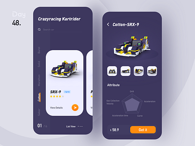 Car Selection Interface app car card choose a car crazyracing kartrider interface shopping shopping interface ui