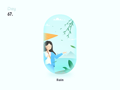 Rain illustration rain river umbrella woman 下雨 插画 撑伞 河边