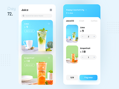 Drinks Purchase 100days app app interface app ui app ui kit card drinks menu interface shopping 果汁 饮品购买 饮料