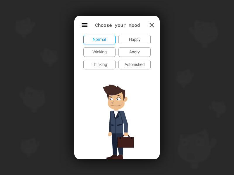 Choose Your Mood In Messengers! clean design emoji interactive messenger minimal mood motion principle ui user center design user interface user interface design ux