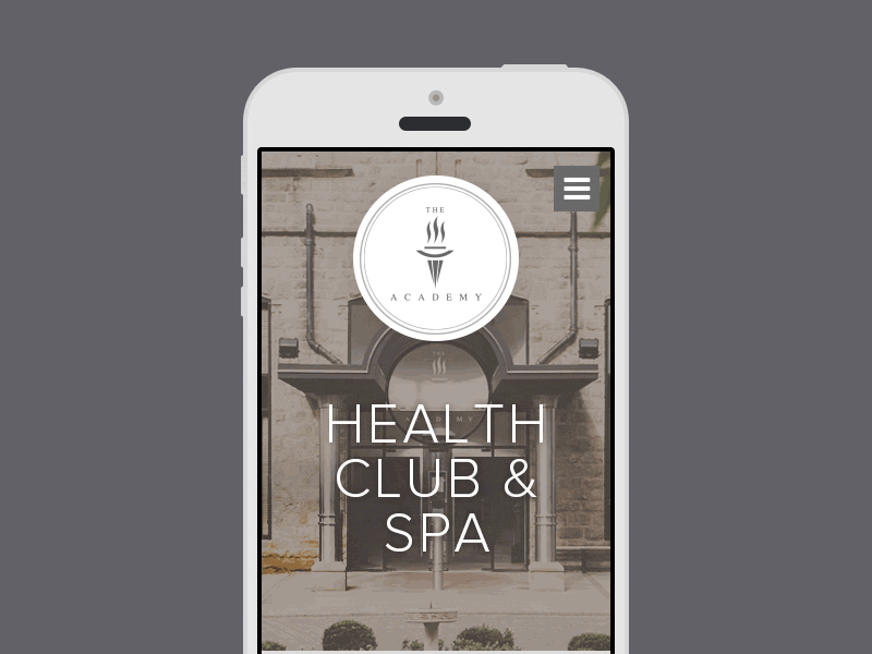 Responsive Navigation Prototype academy animation fitness gym health mobile prototype responsive spa