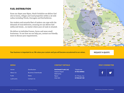 Fuel Distribution area call to action distribution fuel map web design