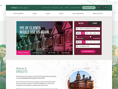 Estate Agents Website estate agents homepage leeds lettings property real estate rent search web design