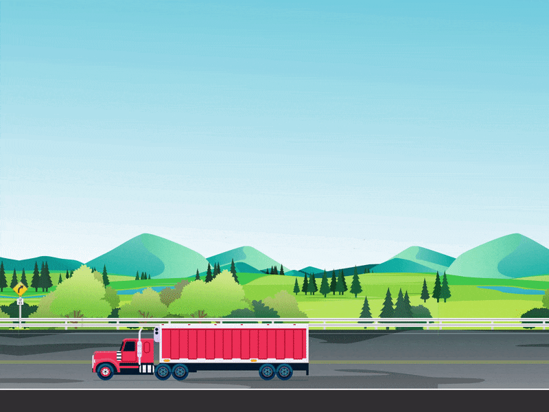 Trucks On Road 2d animation animation bulk insurance group bulkloads courier service forest road freight gif gif animation graphic design illustration jangle motion graphics mountain tanjil mahmud truck delivery truck on road ui