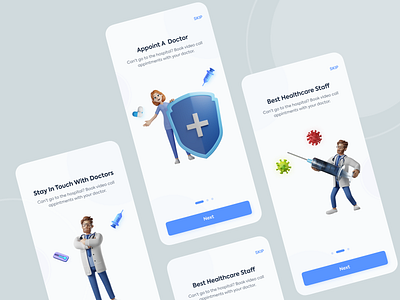 Doctor app On-Boarding Screen UI. 3d animation app application appoinment apps clean creative design doctor app doctor finder app graphic design illustration medical app minimal mobile onboarding screen ui ux design