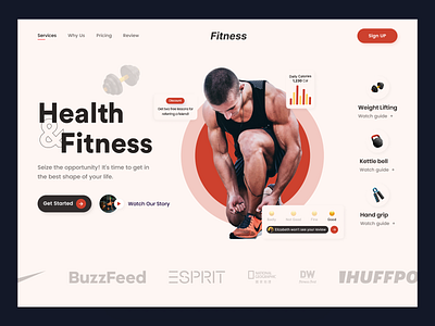 Fitness Web Header cardio crossfit design exercise fitness gym health healthy landing page minimal muscle personal trainer popular sport ui web3 workout yoga