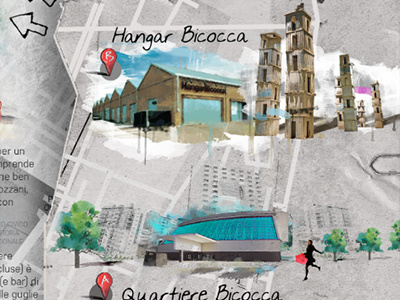 hangar bicocca / quartiere bicocca comissioned illustration italy milano watercolor