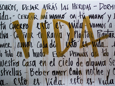 Esto es Vida by Draco Rosa acrylic design freehand handwrite lettering montana mural