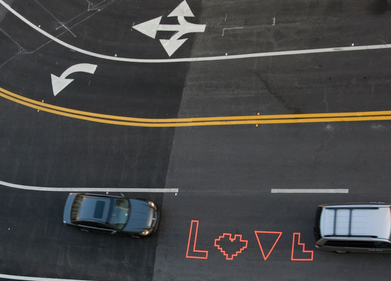 Love :: duct tape on Street :: Miami love street art tape typography