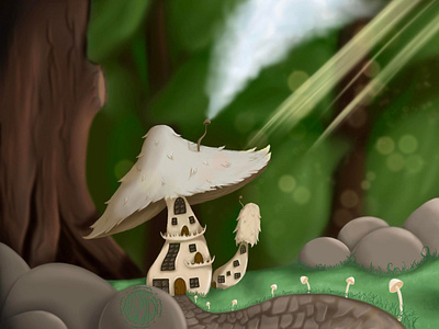 Mushroom mansion! artist background design design fairy fantasy fantasy art freelance illustration mushroom whimsical