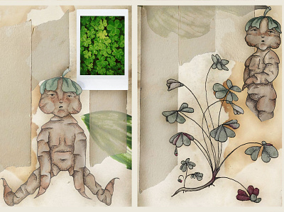 Botanical page layout for Shamrocks! artist book book illustration book layout character character design childrens book design freelance illustration
