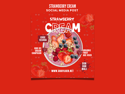 Strawberry Cream Social Media Post design graphic design