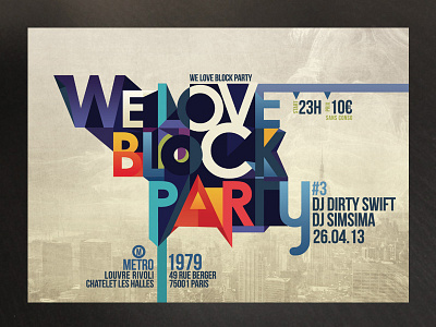 Flyer Weloveblockparty block club dj mixing music party pub sound typography urban youngsters