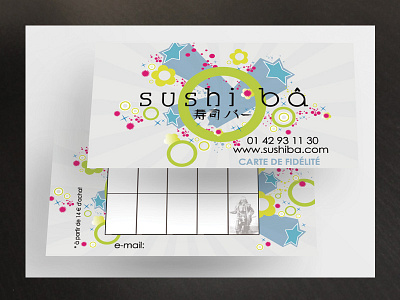 Carte De Fidelite Sushi Ba business card company food information japan japanese restaurant shop stamps sushi take away