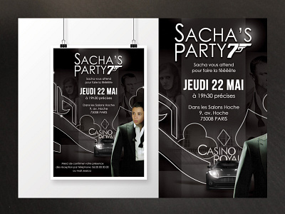 Sacha Party 007 birthday casino royale celebration club diamond heart invitation invite james bond party spade